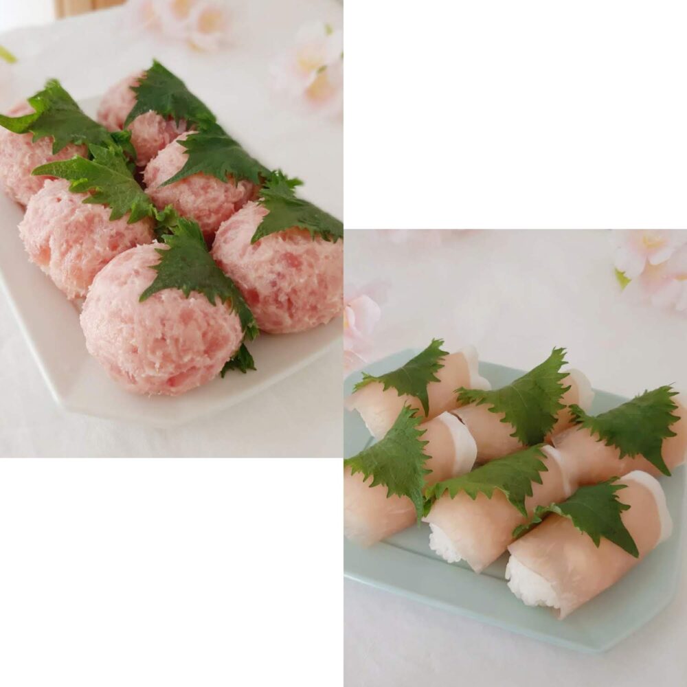 桜餅風手まり寿司2種類