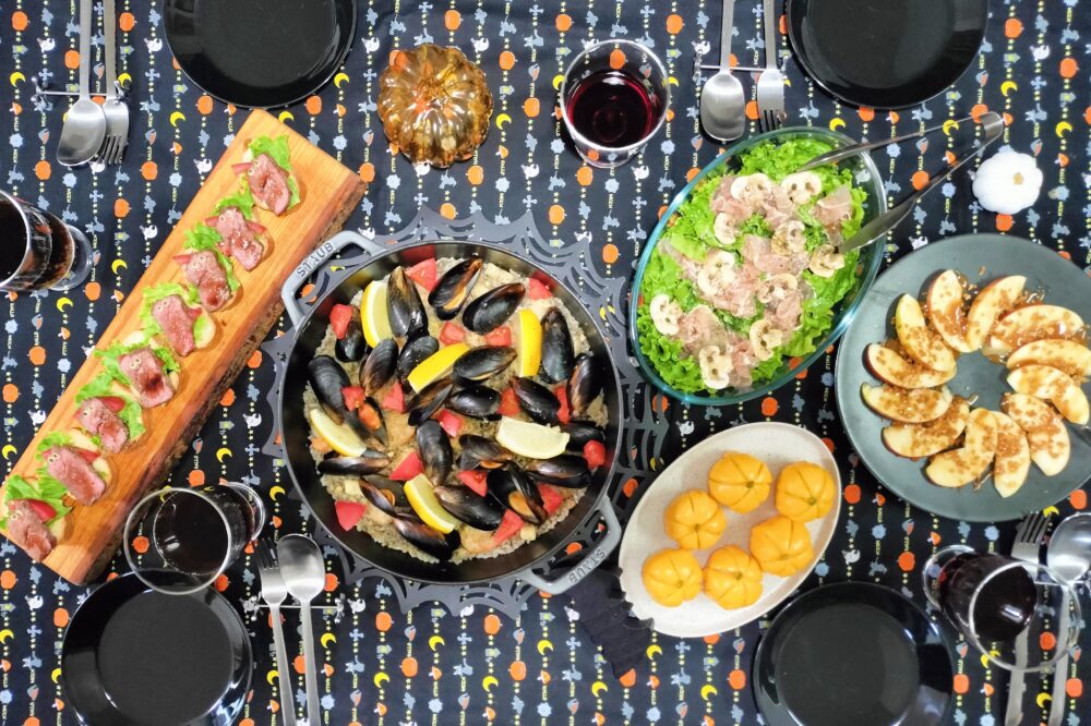 大人も子供も楽しめるハロウィンパーティーテーブル全体