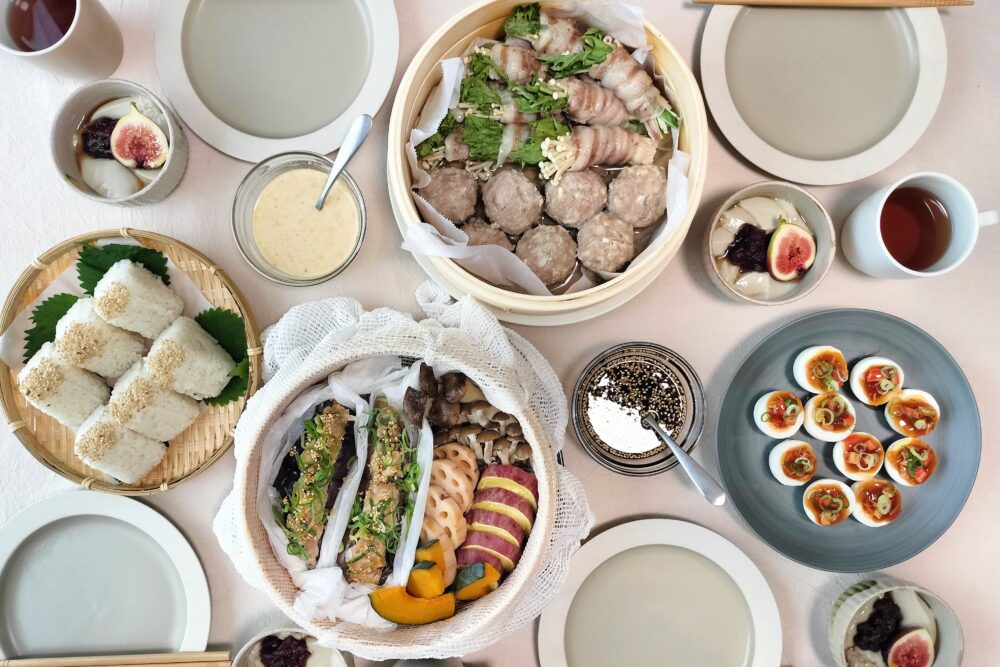 せいろ蒸しパーティー食卓全体