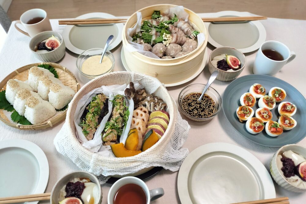 秋のせいろ蒸し献立