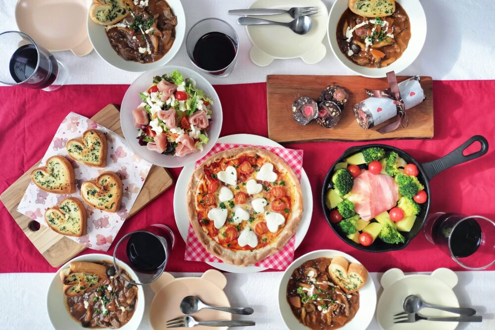 バレンタインディナー献立テーブル