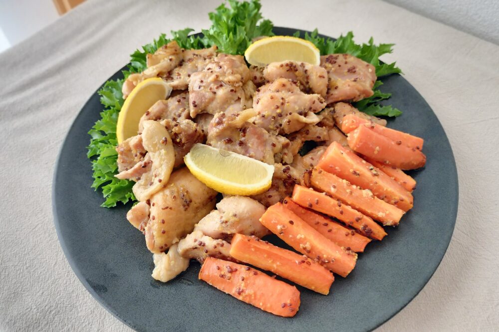 オーブンでハニーマスタードチキン＆人参