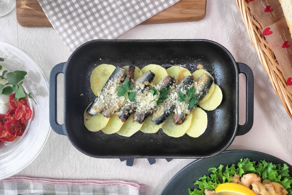 じゃがいもオイルサーディン焼き