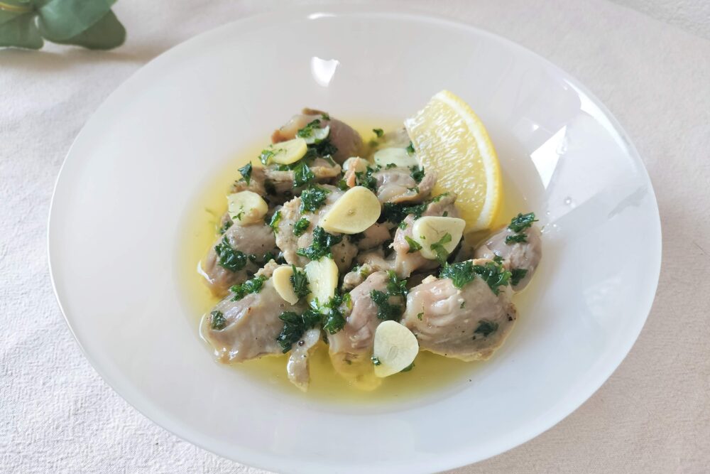 砂肝のパセリオイルコンフィ