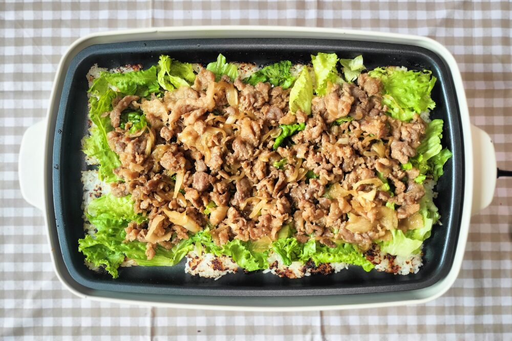 ホットプレート焼肉ライスバーガー